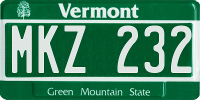 VT license plate MKZ232