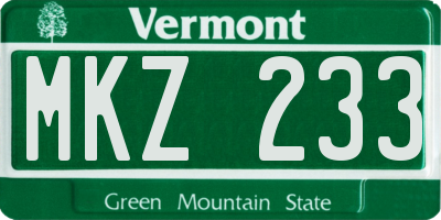 VT license plate MKZ233