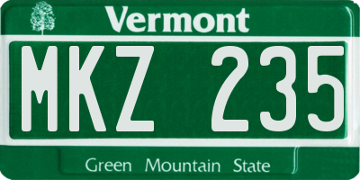 VT license plate MKZ235
