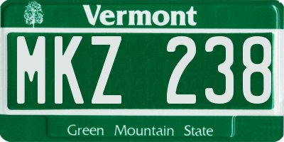 VT license plate MKZ238