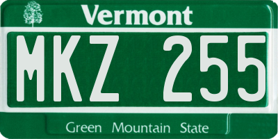 VT license plate MKZ255