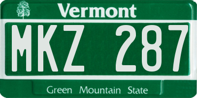 VT license plate MKZ287