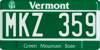 VT license plate MKZ359
