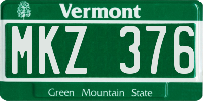 VT license plate MKZ376