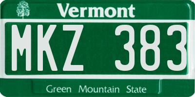 VT license plate MKZ383