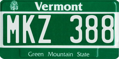 VT license plate MKZ388