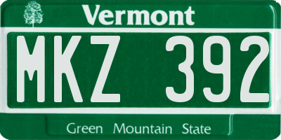 VT license plate MKZ392