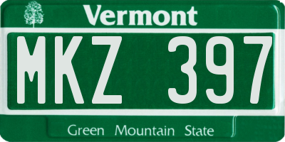 VT license plate MKZ397