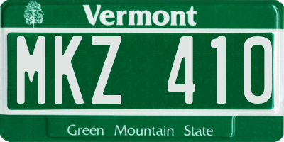 VT license plate MKZ410