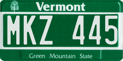VT license plate MKZ445