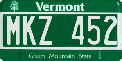 VT license plate MKZ452
