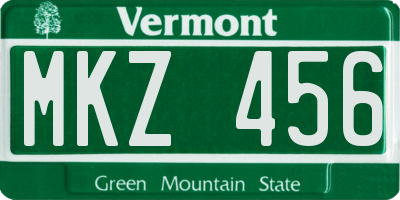 VT license plate MKZ456