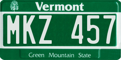 VT license plate MKZ457