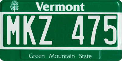 VT license plate MKZ475