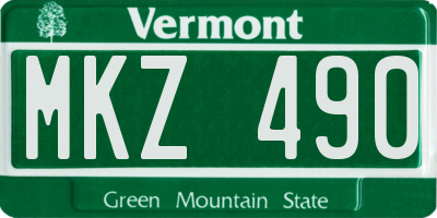 VT license plate MKZ490