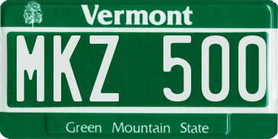 VT license plate MKZ500
