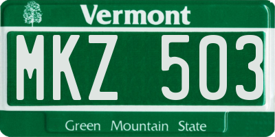 VT license plate MKZ503