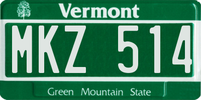 VT license plate MKZ514
