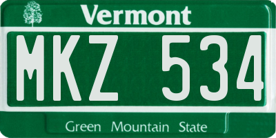 VT license plate MKZ534