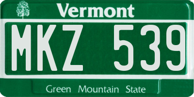 VT license plate MKZ539