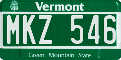 VT license plate MKZ546
