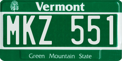 VT license plate MKZ551