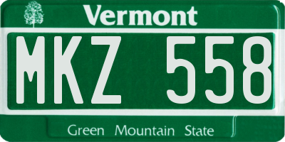 VT license plate MKZ558