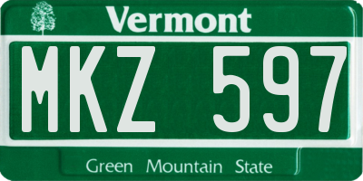 VT license plate MKZ597