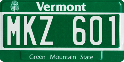 VT license plate MKZ601