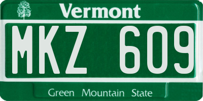 VT license plate MKZ609