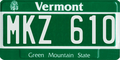 VT license plate MKZ610