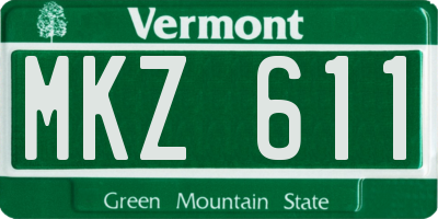 VT license plate MKZ611