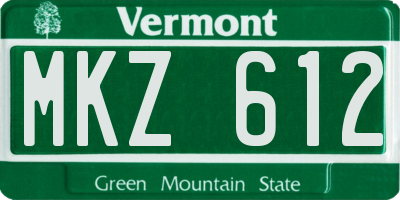 VT license plate MKZ612