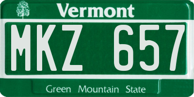 VT license plate MKZ657