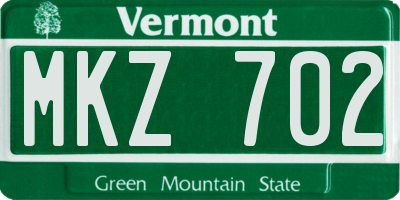 VT license plate MKZ702