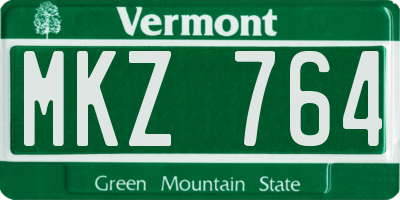 VT license plate MKZ764