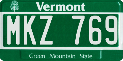 VT license plate MKZ769