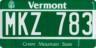VT license plate MKZ783