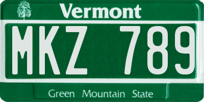 VT license plate MKZ789
