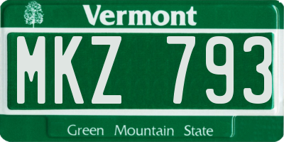 VT license plate MKZ793