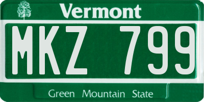 VT license plate MKZ799