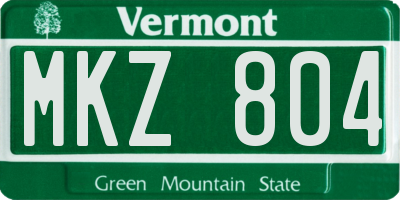 VT license plate MKZ804