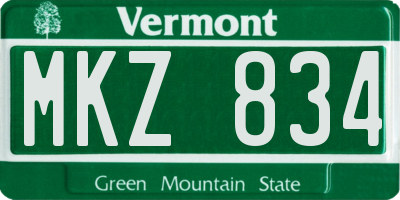 VT license plate MKZ834