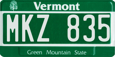 VT license plate MKZ835