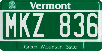 VT license plate MKZ836