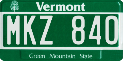 VT license plate MKZ840