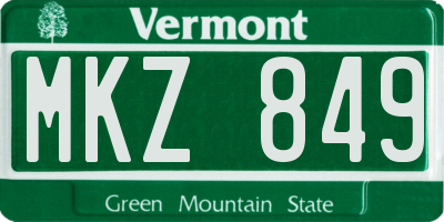 VT license plate MKZ849