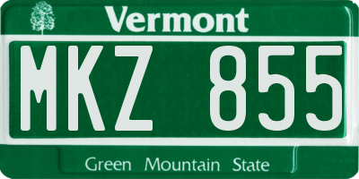 VT license plate MKZ855
