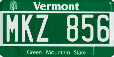 VT license plate MKZ856