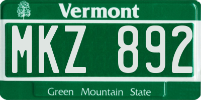 VT license plate MKZ892